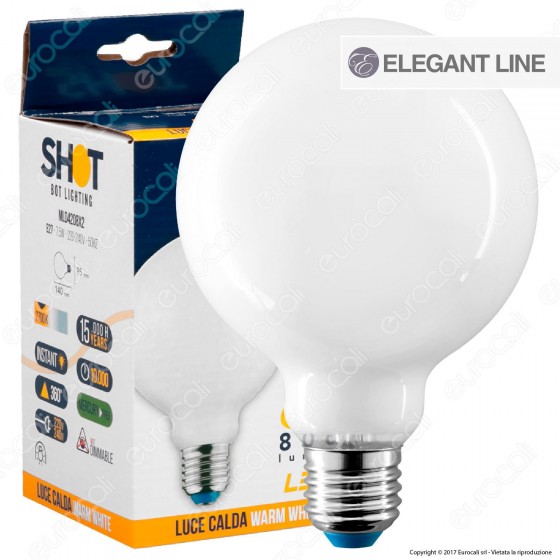 Bot Lighting Lampadina LED E27 7,5W Globo G95 Milky Filamento - mod. Bot Lighting Lampadina LED E27 7,5W Globo G95 Milky Filamento - mod.