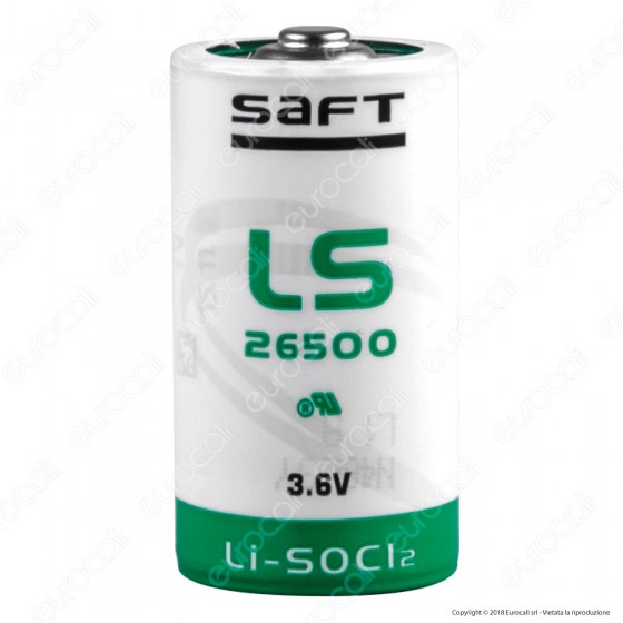 Saft Batteria Al Litio LS 26500 Mezzatorcia C - Batteria Singola Saft Batteria Al Litio LS 26500 Mezzatorcia C - Batteria Singola