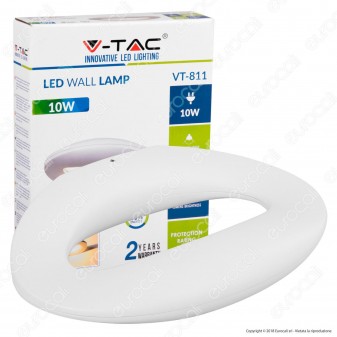 V-Tac VT-811 Lampada da Muro Wall Light LED 10W Forma Arrotondata