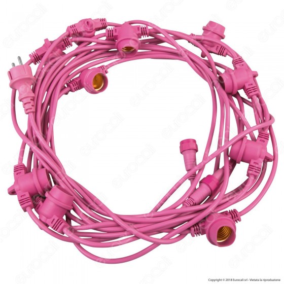 FAI Catenaria 11 metri per 11 Lampadine LED E27 Colore Rosa - per FAI Catenaria 11 metri per 11 Lampadine LED E27 Colore Rosa - per