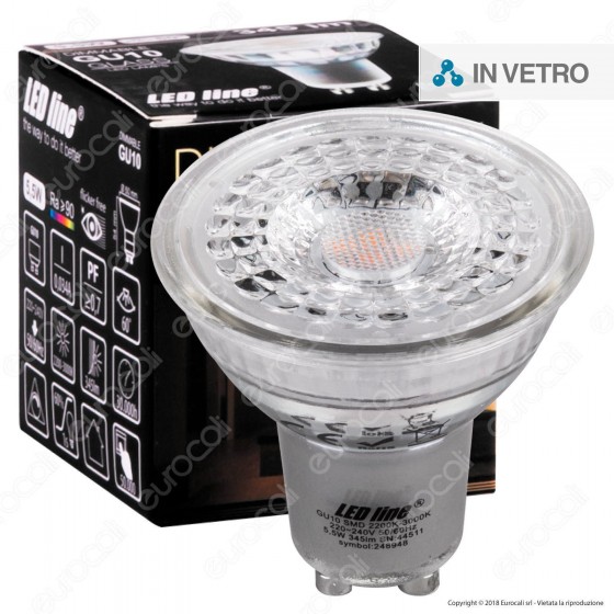LED Line Lampadina LED GU10 5,5W Faretto Spotlight 60° Dimmerabile LED Line Lampadina LED GU10 5,5W Faretto Spotlight 60° Dimmerabile