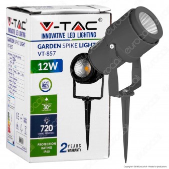 V-Tac VT-857 Faretto LED COB da Giardino 12W con Picchetto Colore