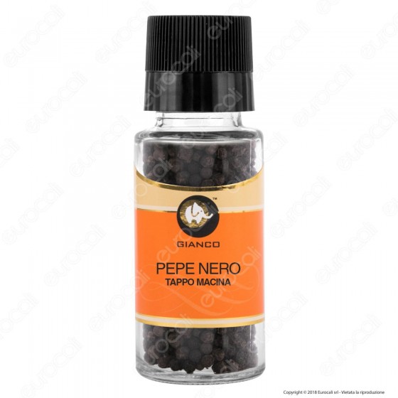 Gianco Pepe Nero in Grani - Vasetto in Vetro con Tappo Macina Gianco Pepe Nero in Grani - Vasetto in Vetro con Tappo Macina