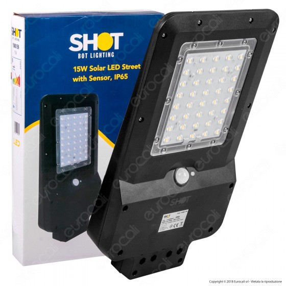 Bot Lighting Shot Lampada Stradale LED 15W Lampione SMD con Pannello Bot Lighting Shot Lampada Stradale LED 15W Lampione SMD con Pannello
