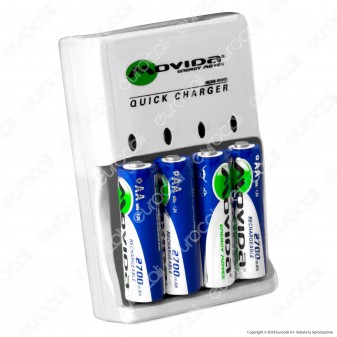 Movida Quick Charger Caricabatterie + 4 Pile Stilo AA 2700mAh