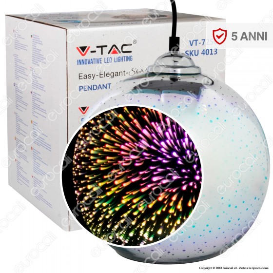 V-Tac VT-7256 Lampadario a Sospensione in Vetro Effetto 3D con Portalampada per Lampadine E27 - SKU 40131 V-Tac VT-7256 Lampadario a Sospensione in Vetro Effetto 3D con Portalampada per Lampadine E27 - SKU 40131