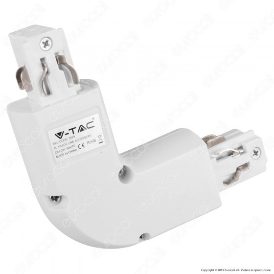 V-Tac Connettore L a 4 Poli Colore Bianco per Track Light - SKU 3529 V-Tac Connettore L a 4 Poli Colore Bianco per Track Light - SKU 3529