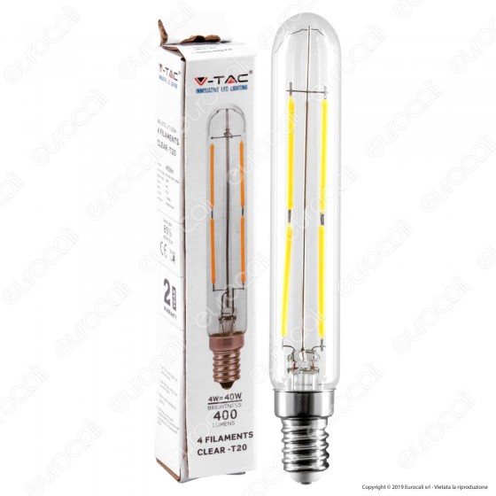 V-Tac VT-2204 Lampadina LED E14 4W Tubolare 4 Filamenti - SKU 2701 /