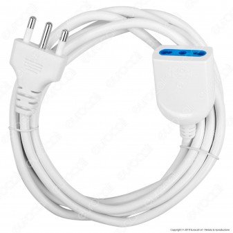 V-Tac Cavo Prolunga Spina e Presa Italiane 3 metri 16A Colore Bianco - SKU 8731