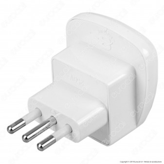 V-Tac Adattatore Singolo Universale Spina 10A Colore Bianco - SKU 8747