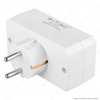 V-Tac VT-1005 Multipresa Adattatore Triplo Colore Bianco - SKU 8784