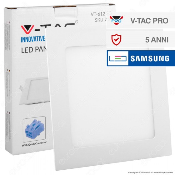 V-Tac PRO VT-612 SQ Pannello LED Quadrato 12W SMD da Incasso con