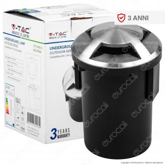 V-Tac VT-7678-3 Segnapasso da Interramento in Alluminio IP67 con Portalampada GU 5.3 MR16 - SKU 8566