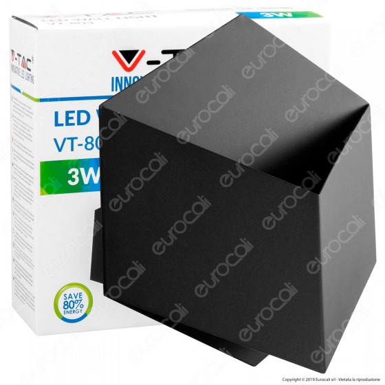 V-Tac VT-803 Lampada LED da Muro Wall Light Colore Nero 3W - SKU 8346 V-Tac VT-803 Lampada LED da Muro Wall Light Colore Nero 3W - SKU 8346