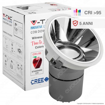 V-Tac VT-2936 Faretto LED da Incasso Rotondo e Orientabile COB CREE