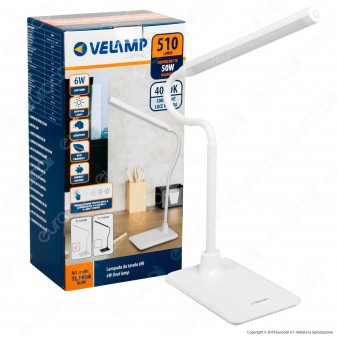 Velamp Lampada da Tavolo LED 6W Touch Dimmerabile Colore Bianco - mod. TL1606