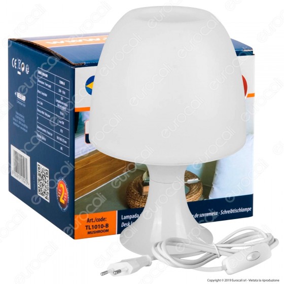 Velamp Lampada da Tavolo Mushroom con Portalampada per Lampadine E14 - mod. TL1010 Velamp Lampada da Tavolo Mushroom con Portalampada per Lampadine E14 - mod. TL1010