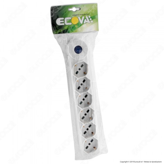 Ecova Multipresa 6 Posti con Interruttore Senza Cavo - mod. 30075 Ecova Multipresa 6 Posti con Interruttore Senza Cavo - mod. 30075