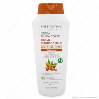 Glenova Cosmetics Crema Fluida Corpo Vellutante con Olio di Mandorle Dolci
