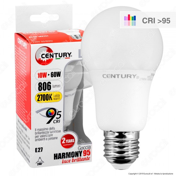 Century Harmony 95 Lampadina LED E27 10W Bullb A60 CRI ≥95 Century Harmony 95 Lampadina LED E27 10W Bullb A60 CRI ≥95