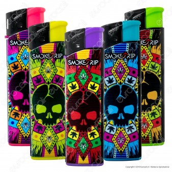 SmokeTrip Accendini Elettronici Ricaricabili Fantasia Skull Leaves -