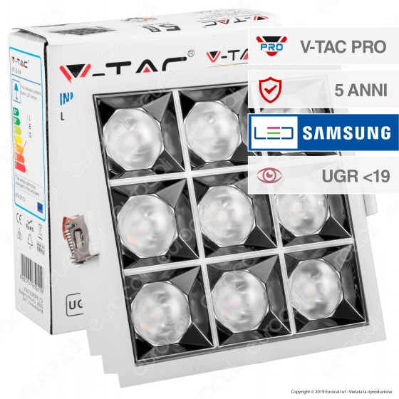 V-Tac PRO VT-2-36 Faretto LED SMD 36W da Incasso Quadrato 38° CRI≥90 V-Tac PRO VT-2-36 Faretto LED SMD 36W da Incasso Quadrato 38° CRI≥90