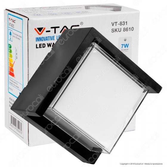 V-Tac VT-831 Lampada LED da Muro 7W Wall Light Colore Nero Forma V-Tac VT-831 Lampada LED da Muro 7W Wall Light Colore Nero Forma