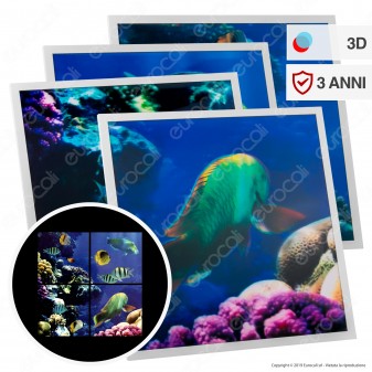 Ener-J 4 Pannelli LED 60x60 40W SMD Fantasia Fondale Marino 3D con
