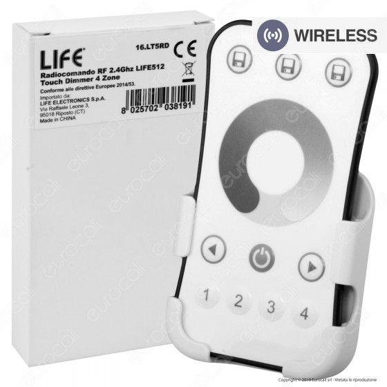 Life Radiocomando RF 2.4Ghz Touch Dimmer 4 Zone per Strisce LED Life Radiocomando RF 2.4Ghz Touch Dimmer 4 Zone per Strisce LED