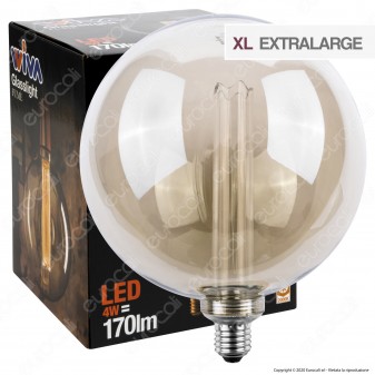 Wiva GlassLight Fumè Lampadina LED E27 4W Globo G200 Ambrata Oscurata