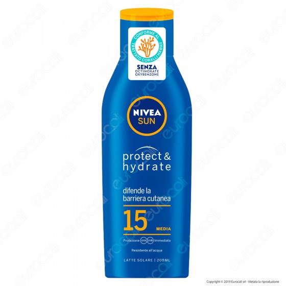 Nivea Sun Latte Solare Protect & Hydrate Crema Idratante Resistente all'Acqua FP 15 - Flacone da 200ml Nivea Sun Latte Solare Protect & Hydrate Crema Idratante Resistente all'Acqua FP 15 - Flacone da 200ml