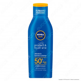Nivea Sun Latte Solare Protect & Hydrate Formato Viaggio FP 50+ - Flacone da 100ml