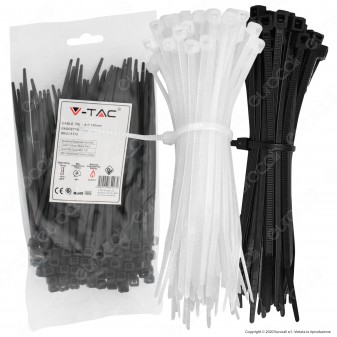 V-Tac Confezione da 100 Fascette Stringicavo Autobloccanti in Nylon