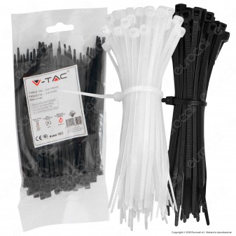 V-Tac Confezione da 100 Fascette Stringicavo Autobloccanti in Nylon