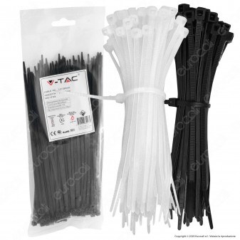 V-Tac Confezione da 100 Fascette Stringicavo Autobloccanti in Nylon