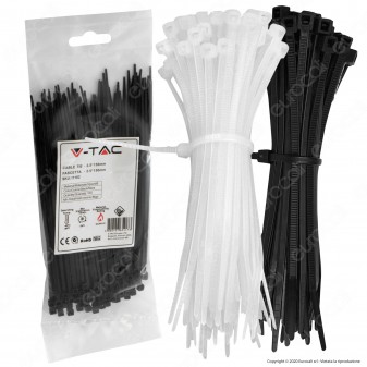 V-Tac Confezione da 100 Fascette Stringicavo Autobloccanti in Nylon