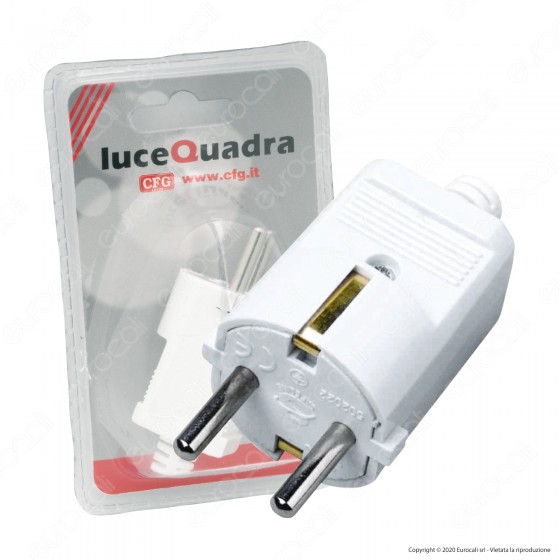 CFG Luce Quadra Spina Singola Schuko con Uscita Cavo Dritta di Colore CFG Luce Quadra Spina Singola Schuko con Uscita Cavo Dritta di Colore