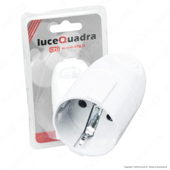 CFG Luce Quadra Presa Singola Schuko con Uscita Cavo Dritta di Colore CFG Luce Quadra Presa Singola Schuko con Uscita Cavo Dritta di Colore