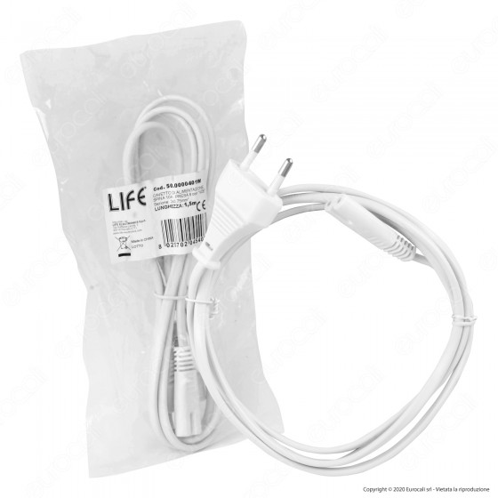 Life Cavo di Alimentazione Bianco da 1,5 Metri con Presa 8 C7 e Spina Life Cavo di Alimentazione Bianco da 1,5 Metri con Presa 8 C7 e Spina