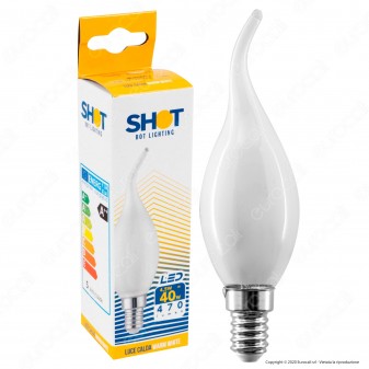 Bot Lighting Shot Lampadina LED E14 4,5W Candela Fiamma Vetro Bianco