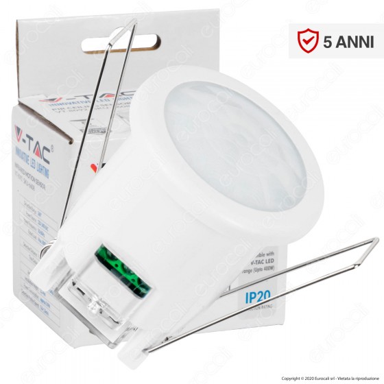 V-Tac VT-8092 Sensore di Movimento a Infrarossi PIR per Lampadine LED V-Tac VT-8092 Sensore di Movimento a Infrarossi PIR per Lampadine LED