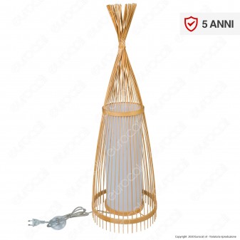 V-Tac VT-3100 Piantana in Legno Rattan Lampada da Terra con