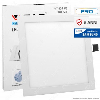 V-Tac PRO VT-624 SQ Pannello LED Quadrato 24W SMD da Incasso con