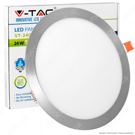 V-Tac VT-2407RD Pannello LED Rotondo 24W SMD Satinato da Incasso con V-Tac VT-2407RD Pannello LED Rotondo 24W SMD Satinato da Incasso con