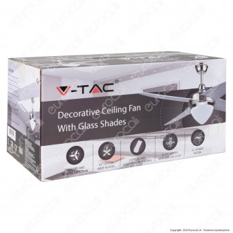 V-Tac VT-6043-4 Ventilatore da Soffitto 60W con Lampada LED 15W 3in1