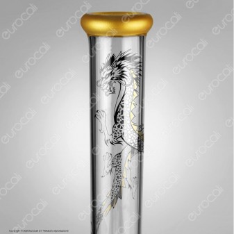 Bong Black Leaf Golden Dragon con Precooler in Vetro - Altezza 45 cm