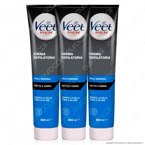 Kit Veet For Men Crema Depilatoria per Pelli Sensibili - 3 Tubetti da Kit Veet For Men Crema Depilatoria per Pelli Sensibili - 3 Tubetti da