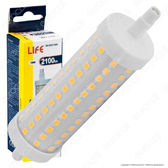 Life Lampadina LED R7s L118 16W Bulb Tubolare con Attacco Asimmetrico Life Lampadina LED R7s L118 16W Bulb Tubolare con Attacco Asimmetrico