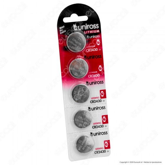 Uniross Lithium Pile al Litio CR2430 3V - Blister da 5 Batterie Uniross Lithium Pile al Litio CR2430 3V - Blister da 5 Batterie