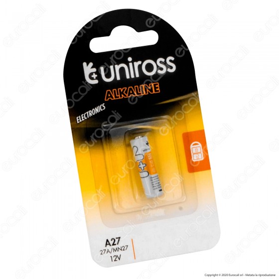 Uniross Pila Alcalina A27 / 27A / MN27 12V - Blister da 1 Batteria Uniross Pila Alcalina A27 / 27A / MN27 12V - Blister da 1 Batteria